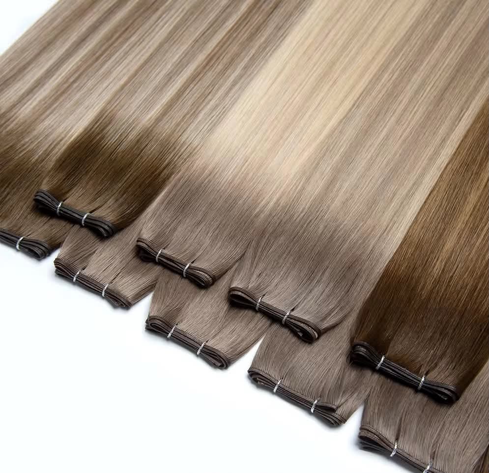Premium ethically sourced Slavic hair extension wefts, natural shades