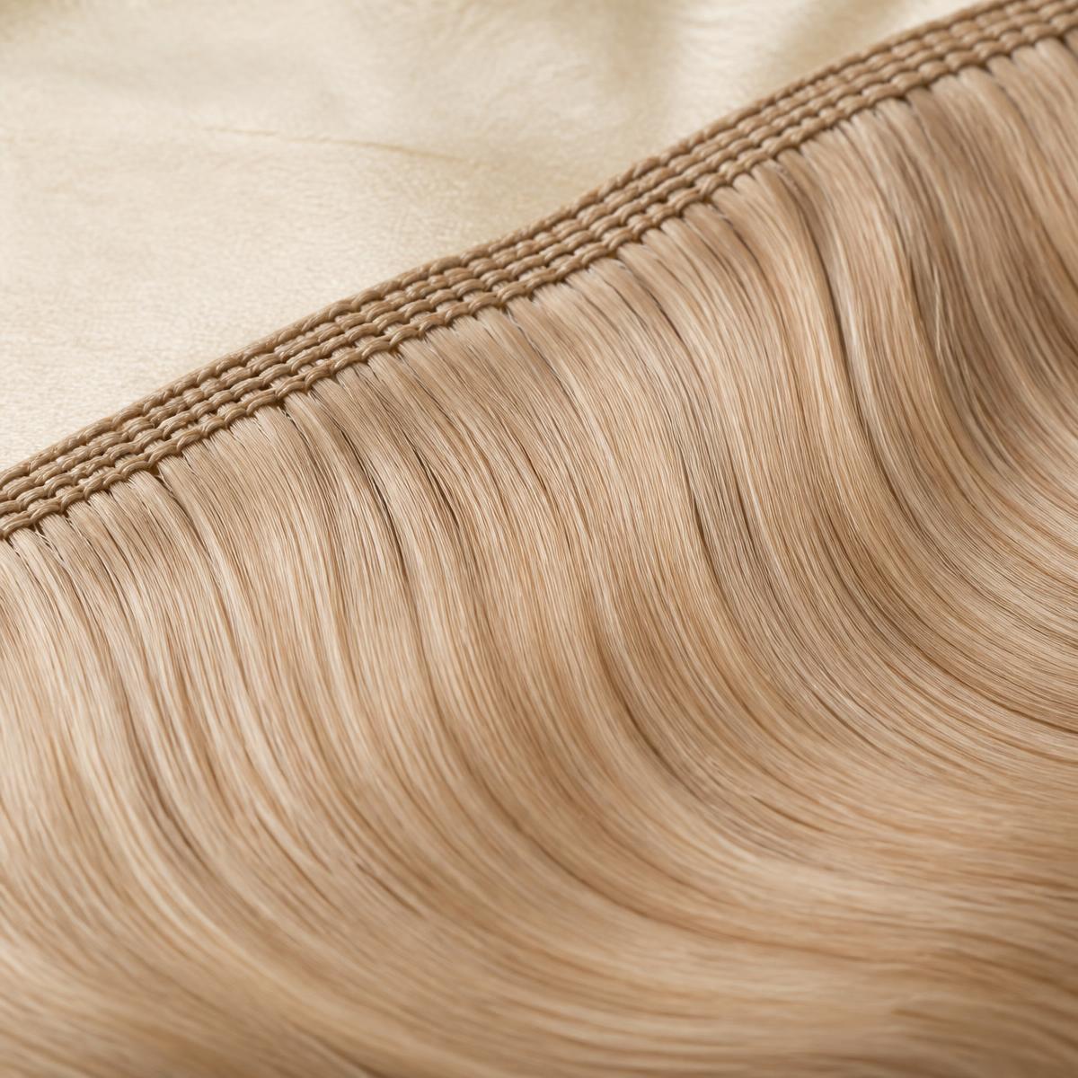Close-up of premium Slavic hair weft